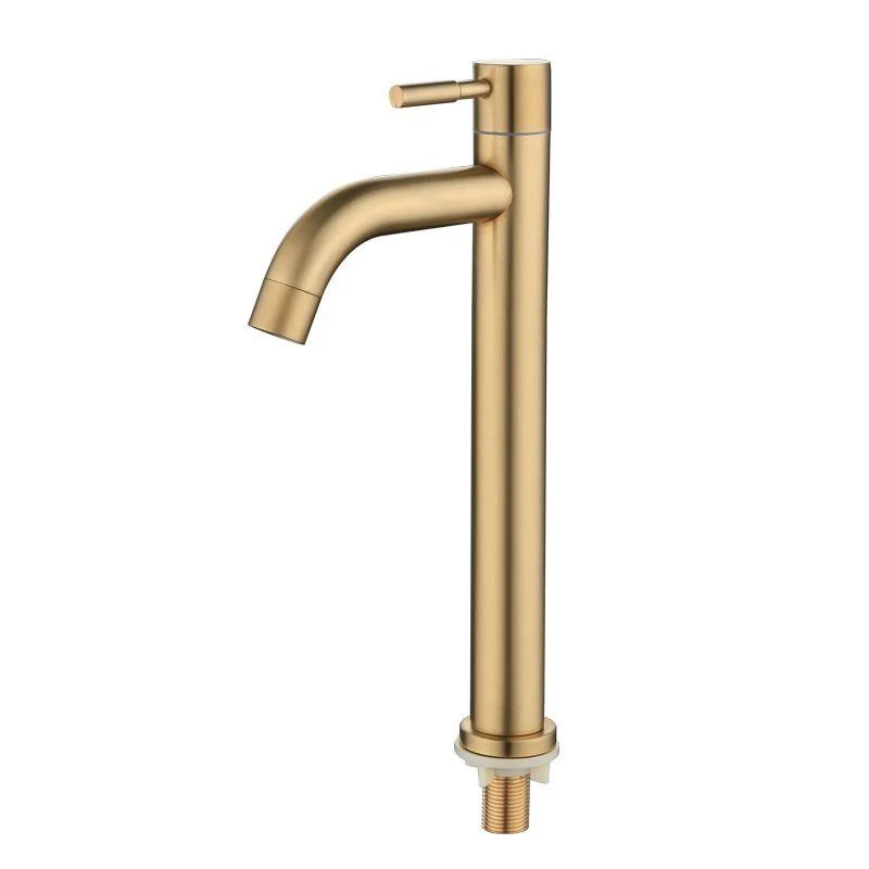 Circular Single Handle Bathroom Tap Single Hole Vessel Sink Tap in Brush Gold -Bathlova