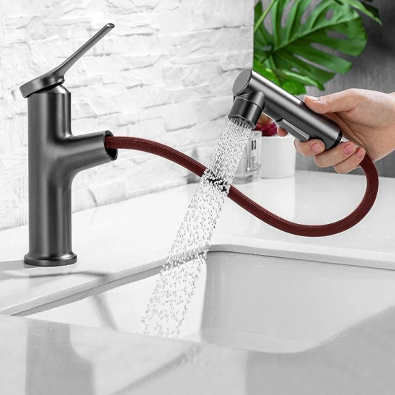 Circular Single Handle Bathroom Tap Single Hole Vessel Sink Tap with Swivel -Bathlova