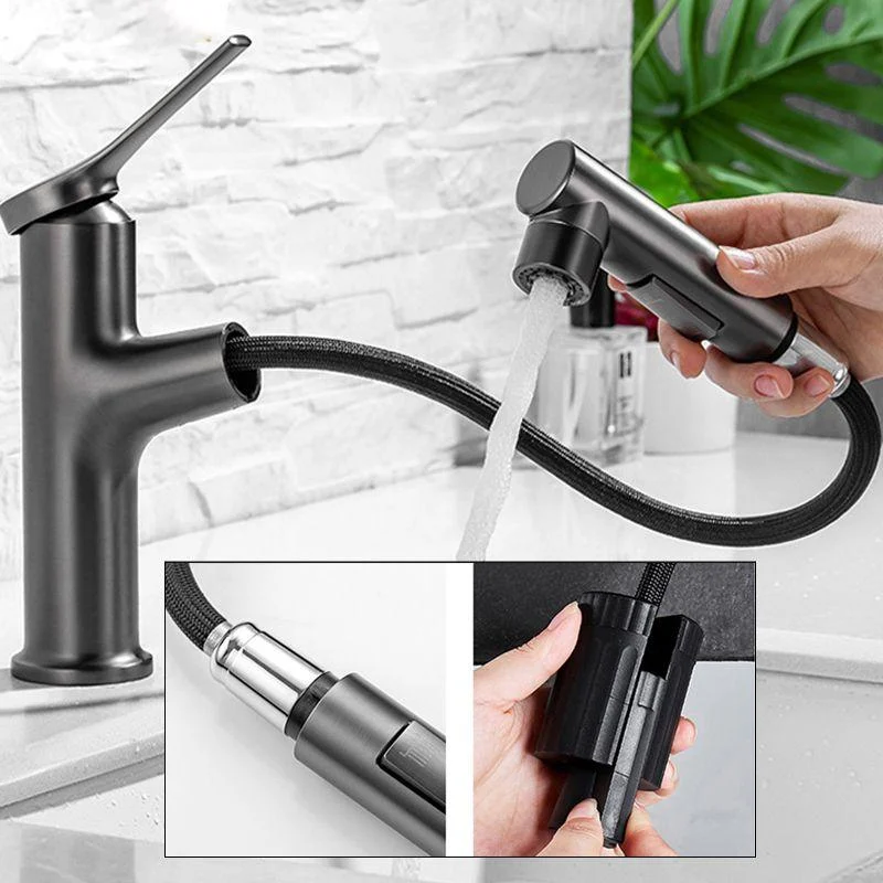 Circular Single Handle Bathroom Tap Single Hole Vessel Sink Tap with Swivel -Bathlova