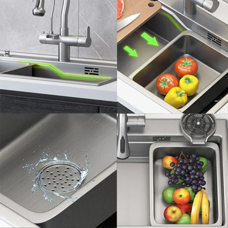 Contemporary Style Kitchen Sink Stainless Steel 3 Holes Kitchen Sink -Bathlova