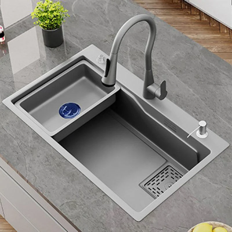 Contemporary Style Kitchen Sink Stainless Steel 3 Holes Kitchen Sink -Bathlova