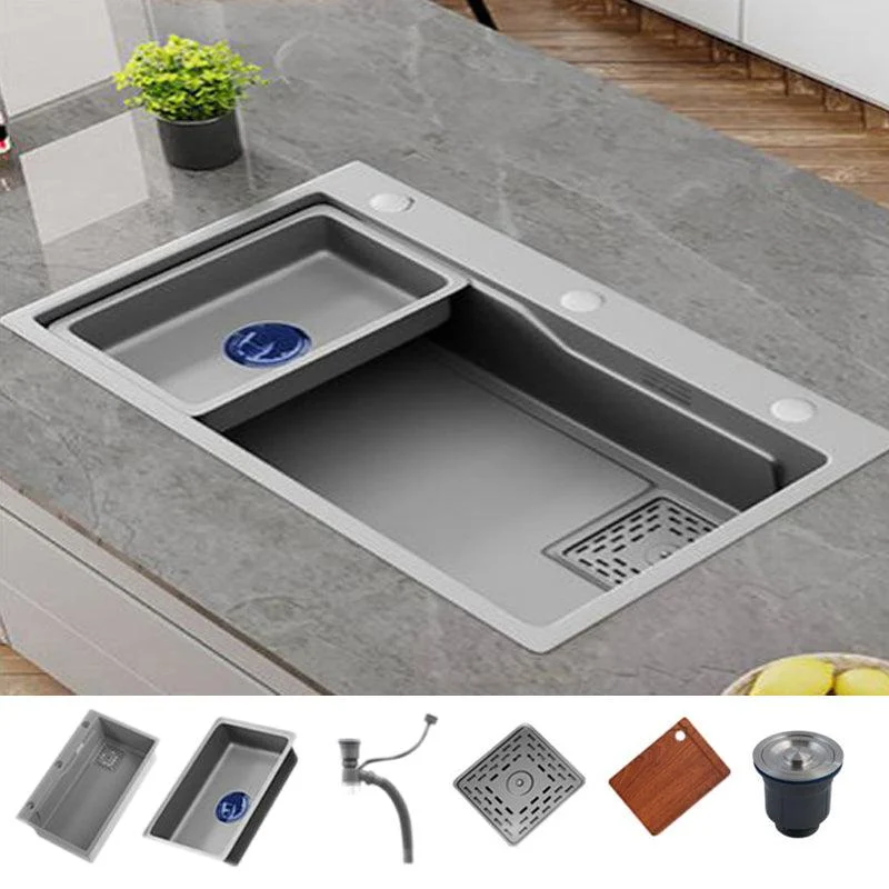 Contemporary Style Kitchen Sink Stainless Steel 3 Holes Kitchen Sink -Bathlova