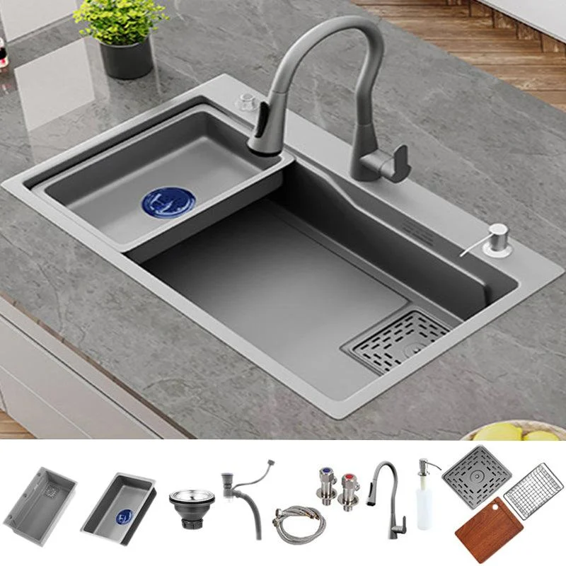 Contemporary Style Kitchen Sink Stainless Steel 3 Holes Kitchen Sink -Bathlova