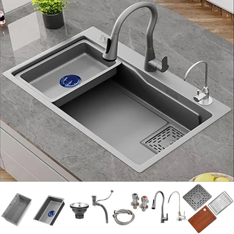 Contemporary Style Kitchen Sink Stainless Steel 3 Holes Kitchen Sink -Bathlova