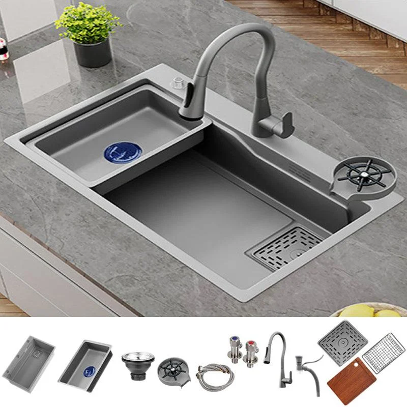 Contemporary Style Kitchen Sink Stainless Steel 3 Holes Kitchen Sink -Bathlova