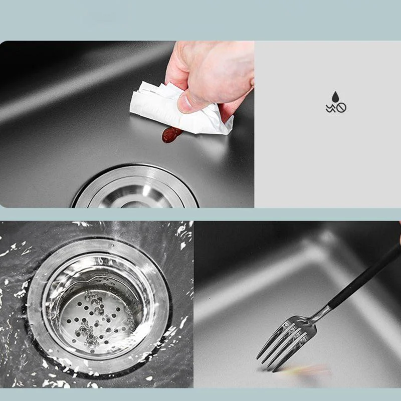 Contemporary Style Kitchen Sink Stainless Steel Dirt Resistant 1 Holes Kitchen Sink -Bathlova