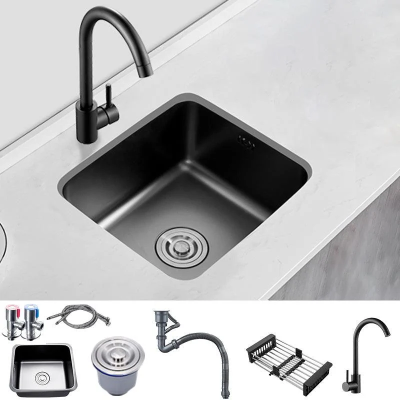 Contemporary Style Kitchen Sink Stainless Steel Dirt Resistant 1 Holes Kitchen Sink -Bathlova