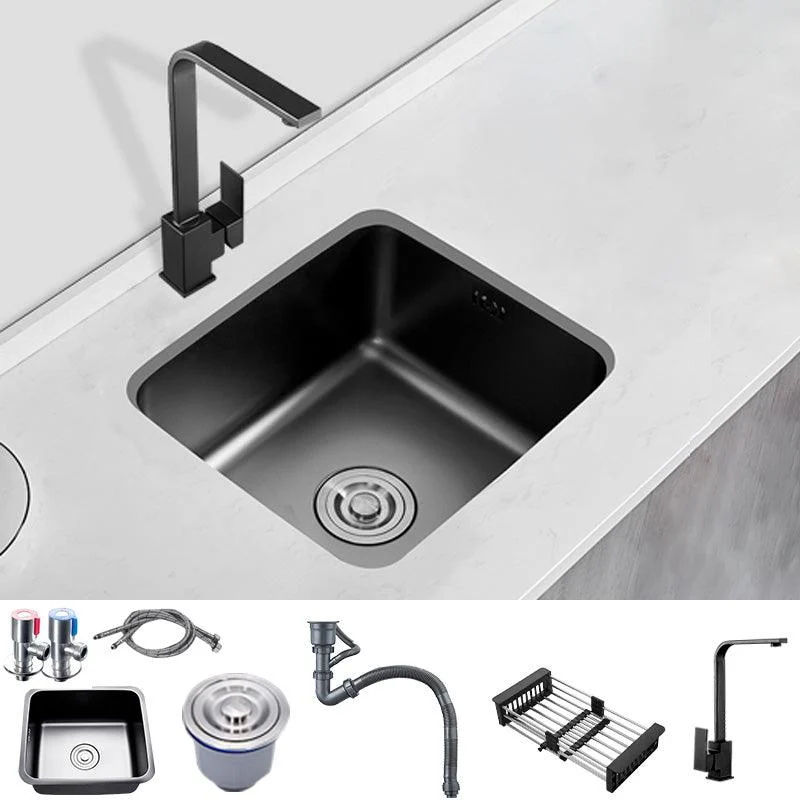 Contemporary Style Kitchen Sink Stainless Steel Dirt Resistant 1 Holes Kitchen Sink -Bathlova