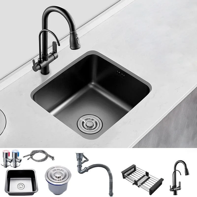 Contemporary Style Kitchen Sink Stainless Steel Dirt Resistant 1 Holes Kitchen Sink -Bathlova