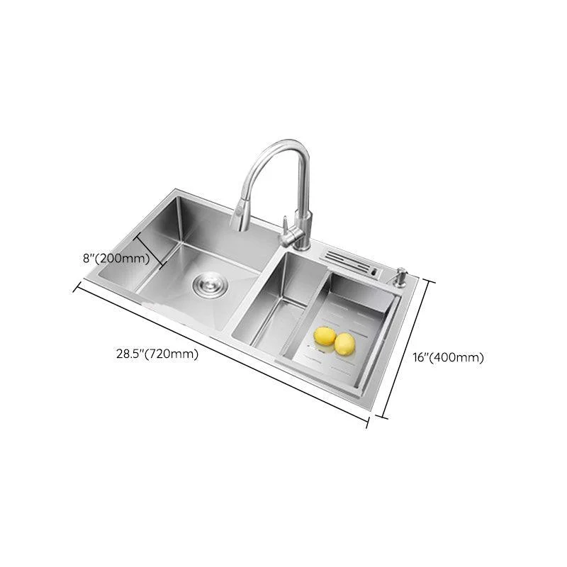 Contemporary Style Kitchen Sink Stainless Steel Double Basin Drop-In Kitchen Sink -Bathlova