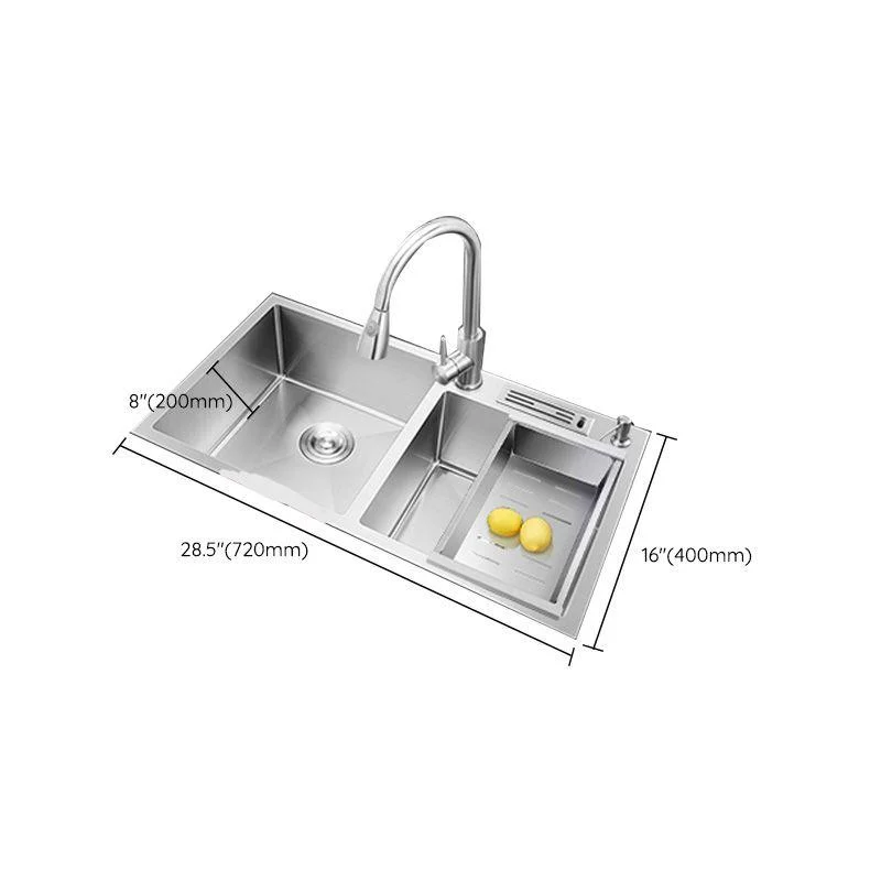 Contemporary Style Kitchen Sink Stainless Steel Double Basin Drop-In Kitchen Sink -Bathlova