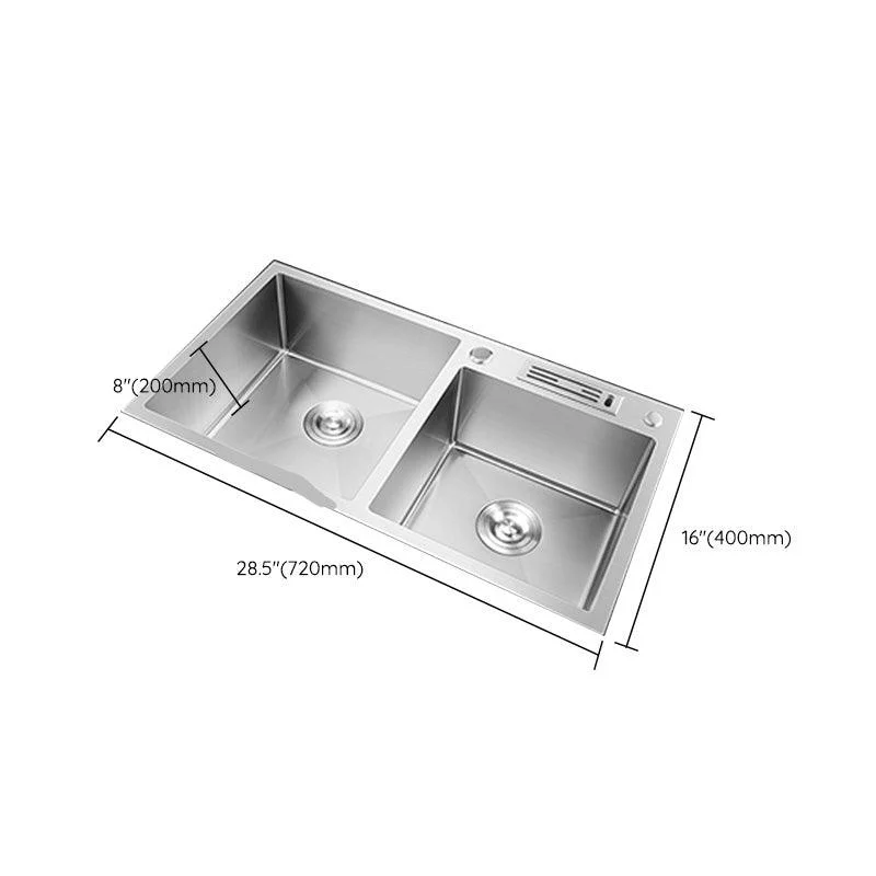 Contemporary Style Kitchen Sink Stainless Steel Double Basin Drop-In Kitchen Sink -Bathlova