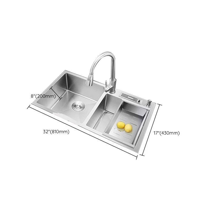 Contemporary Style Kitchen Sink Stainless Steel Double Basin Drop-In Kitchen Sink -Bathlova