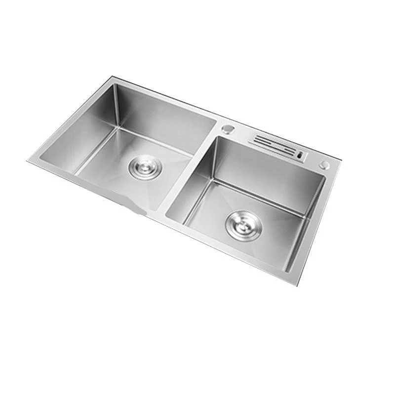 Contemporary Style Kitchen Sink Stainless Steel Double Basin Drop-In Kitchen Sink -Bathlova