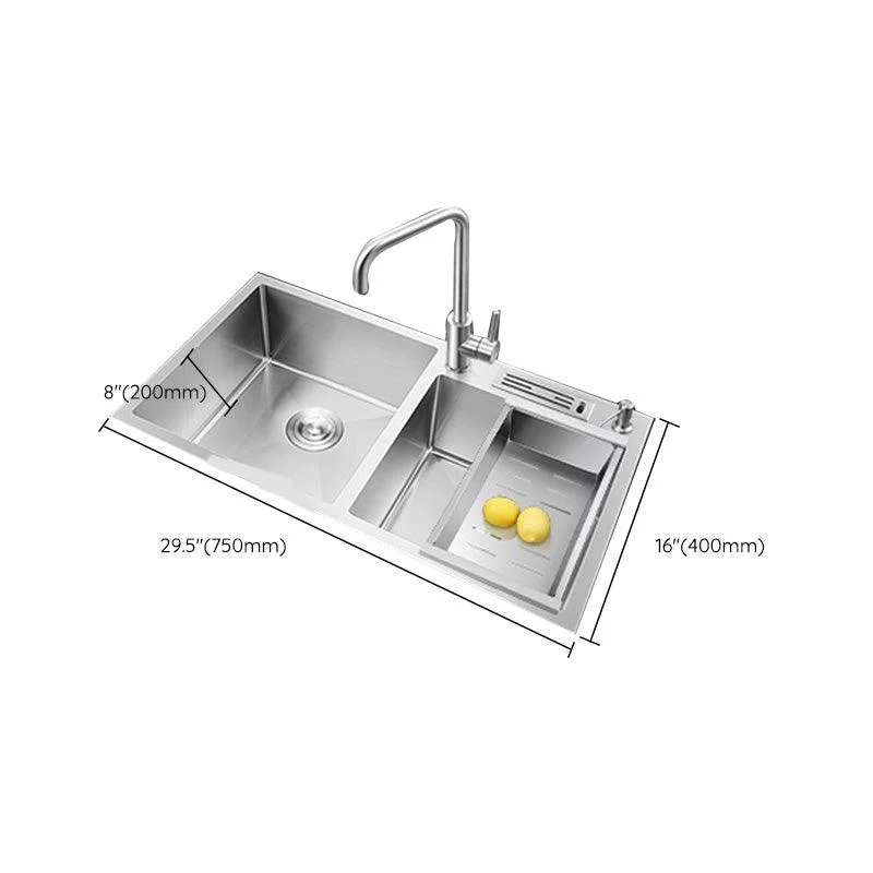 Contemporary Style Kitchen Sink Stainless Steel Double Basin Drop-In Kitchen Sink -Bathlova