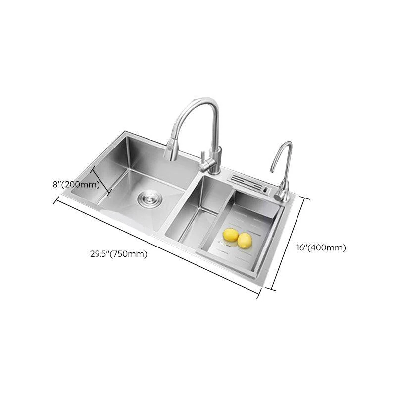 Contemporary Style Kitchen Sink Stainless Steel Double Basin Drop-In Kitchen Sink -Bathlova