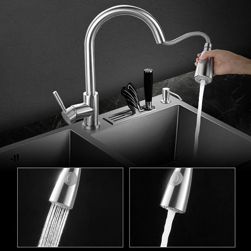 Contemporary Style Kitchen Sink Stainless Steel Double Basin Drop-In Kitchen Sink -Bathlova