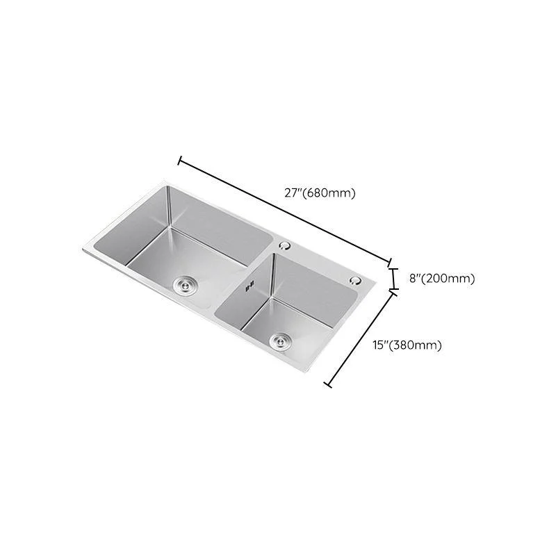 Contemporary Style Kitchen Sink Stainless Steel Double Kitchen Sink -Bathlova