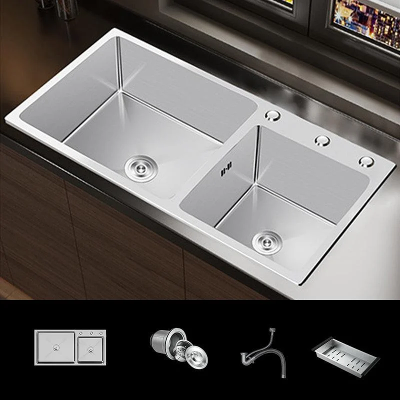 Contemporary Style Kitchen Sink Stainless Steel Double Kitchen Sink -Bathlova