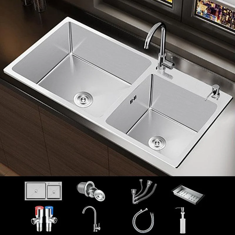 Contemporary Style Kitchen Sink Stainless Steel Double Kitchen Sink -Bathlova