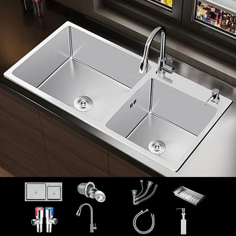 Contemporary Style Kitchen Sink Stainless Steel Double Kitchen Sink -Bathlova