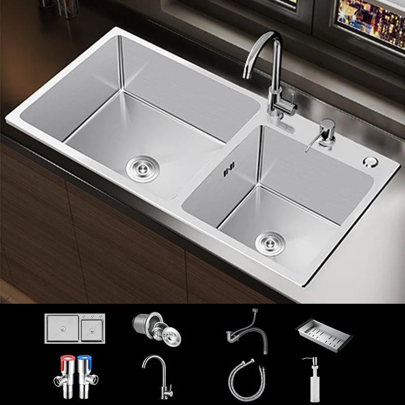 Contemporary Style Kitchen Sink Stainless Steel Double Kitchen Sink -Bathlova