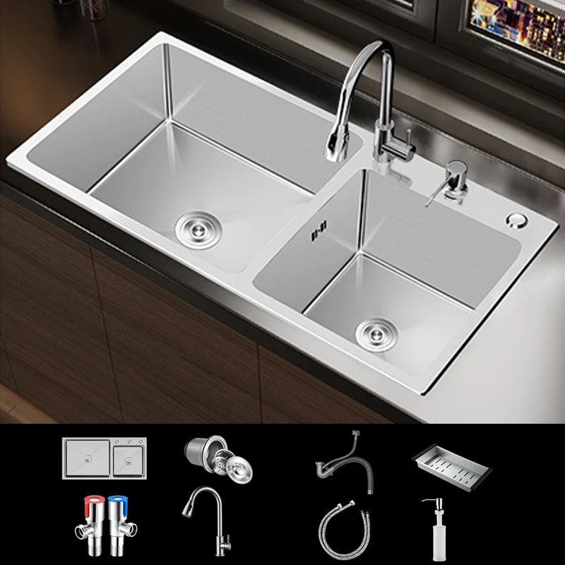 Contemporary Style Kitchen Sink Stainless Steel Double Kitchen Sink -Bathlova