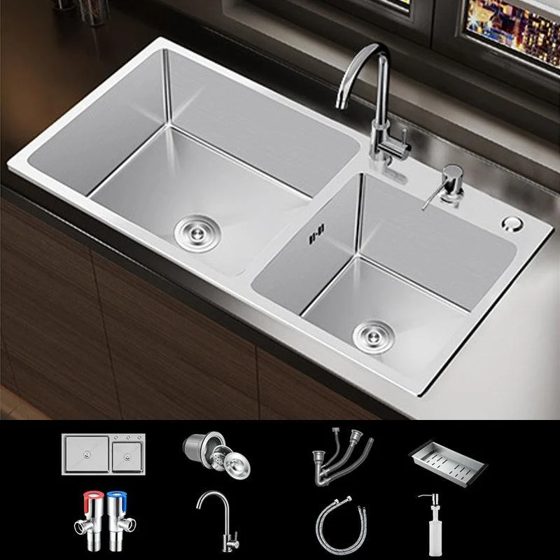 Contemporary Style Kitchen Sink Stainless Steel Double Kitchen Sink -Bathlova