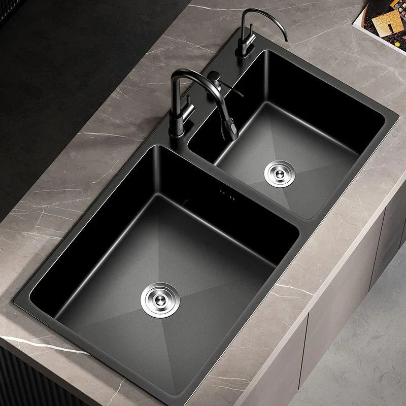 Contemporary Style Kitchen Sink Stainless Steel Drop-In Kitchen Double Sink -Bathlova