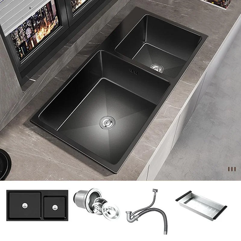 Contemporary Style Kitchen Sink Stainless Steel Drop-In Kitchen Double Sink -Bathlova