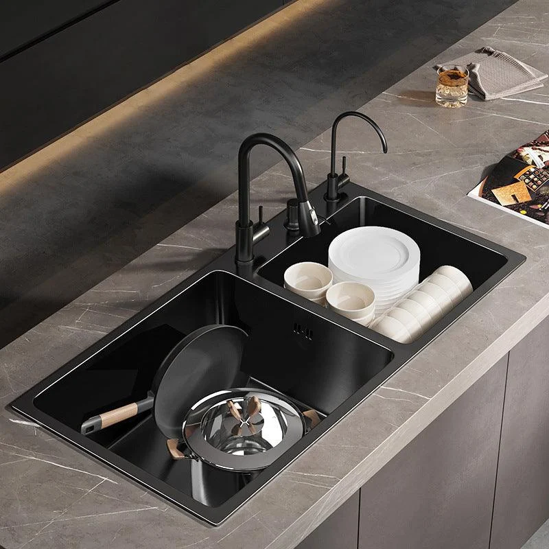 Contemporary Style Kitchen Sink Stainless Steel Drop-In Kitchen Double Sink -Bathlova