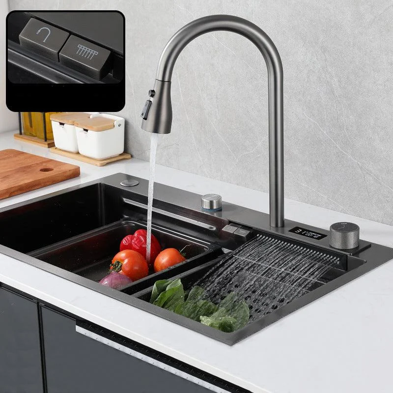 Contemporary Style Kitchen Sink Stainless Steel Drop-In Kitchen Sink with Cutting Board -Bathlova