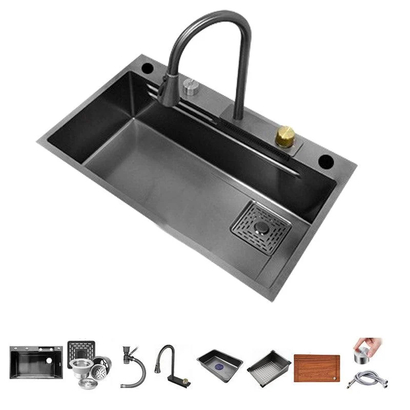 Contemporary Style Kitchen Sink Stainless Steel Drop-In Kitchen Sink with Cutting Board -Bathlova