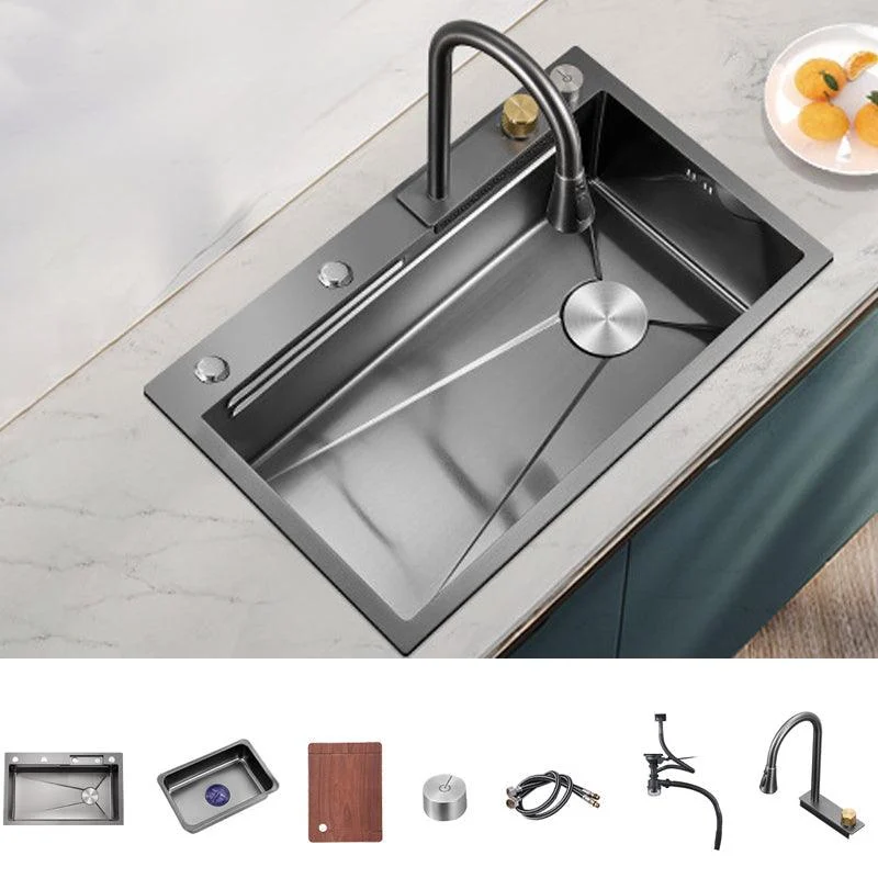 Contemporary Style Kitchen Sink Stainless Steel Drop-In Kitchen Sink with Cutting Board -Bathlova