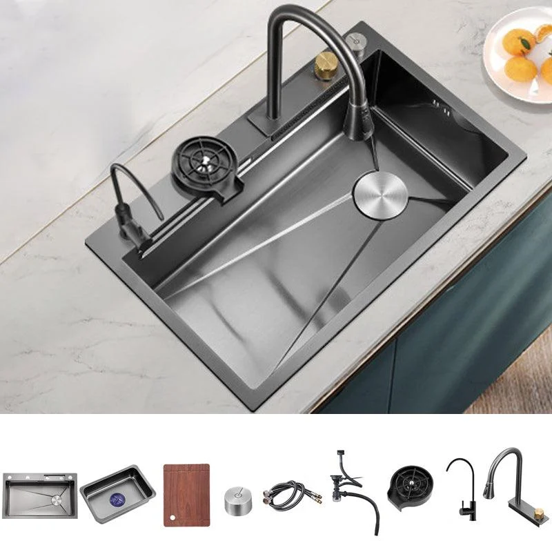 Contemporary Style Kitchen Sink Stainless Steel Drop-In Kitchen Sink with Cutting Board -Bathlova