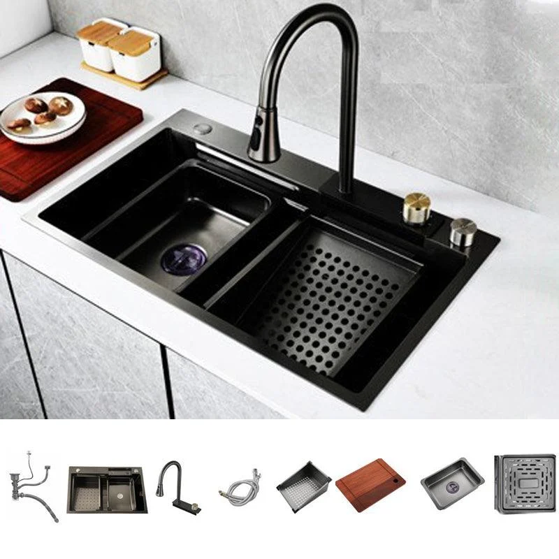 Contemporary Style Kitchen Sink Stainless Steel Drop-In Kitchen Sink with Tap -Bathlova