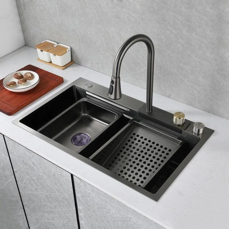 Contemporary Style Kitchen Sink Stainless Steel Drop-In Kitchen Sink with Tap -Bathlova