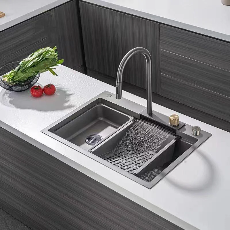 Contemporary Style Kitchen Sink Stainless Steel Drop-In Kitchen Sink with Tap -Bathlova