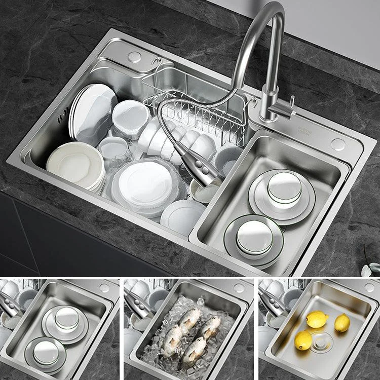 Contemporary Style Kitchen Sink Stainless Steel Drop-In Rustproof Kitchen Sink -Bathlova