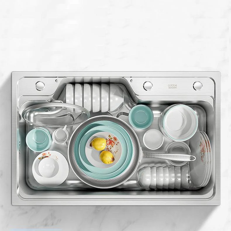 Contemporary Style Kitchen Sink Stainless Steel Drop-In Rustproof Kitchen Sink -Bathlova