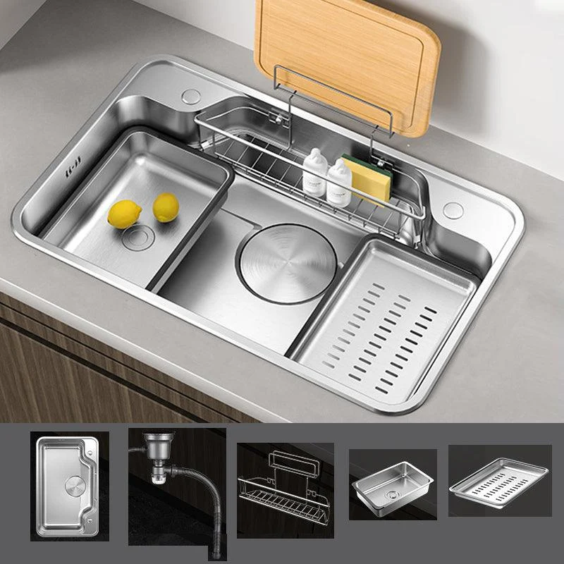 Contemporary Style Kitchen Sink Stainless Steel Drop-In Rustproof Kitchen Sink -Bathlova