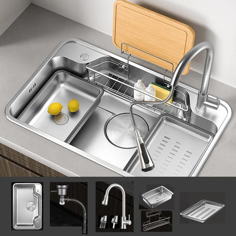 Contemporary Style Kitchen Sink Stainless Steel Drop-In Rustproof Kitchen Sink -Bathlova