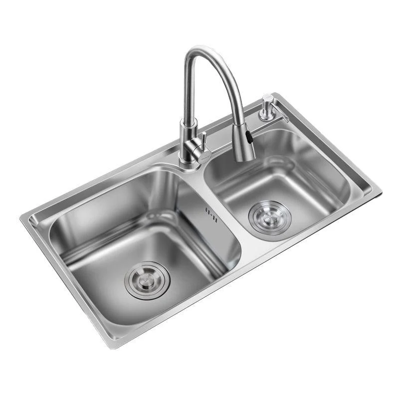 Contemporary Style Kitchen Sink Stainless Steel Kitchen Double Sink with Soundproofing -Bathlova