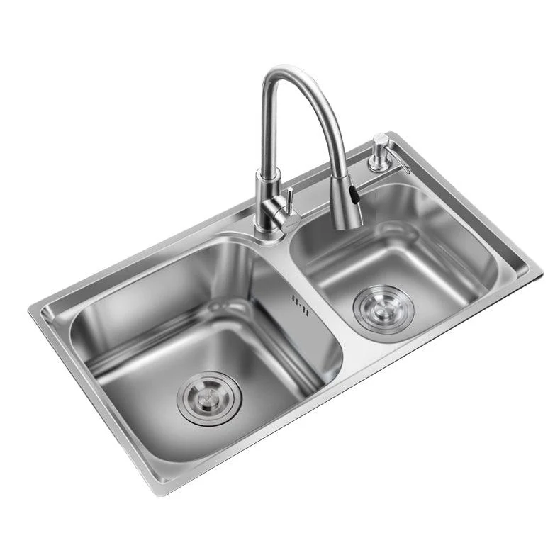 Contemporary Style Kitchen Sink Stainless Steel Kitchen Double Sink with Soundproofing -Bathlova