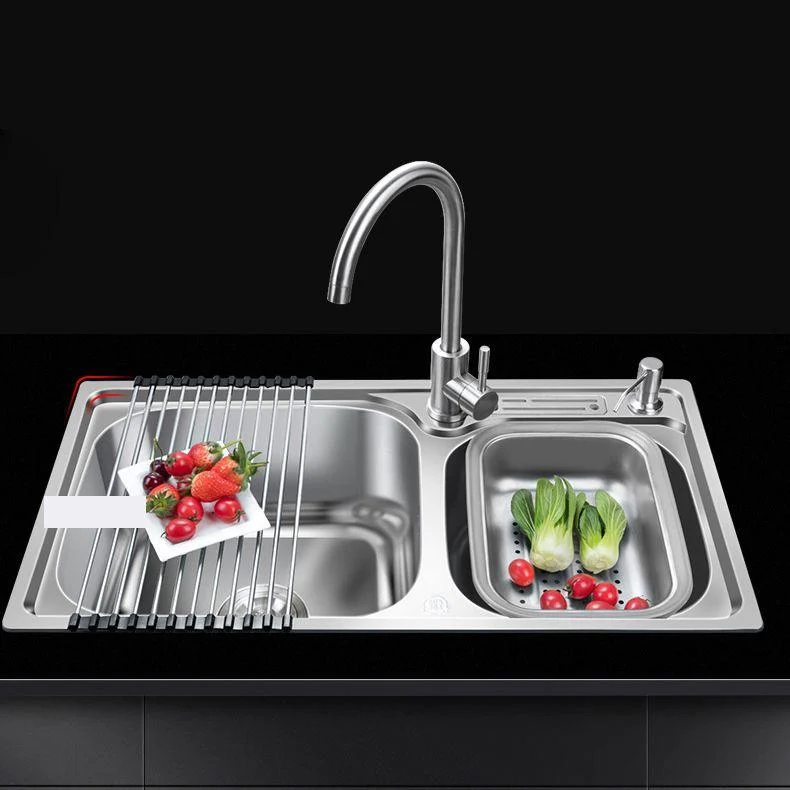 Contemporary Style Kitchen Sink Stainless Steel Kitchen Double Sink with Soundproofing -Bathlova