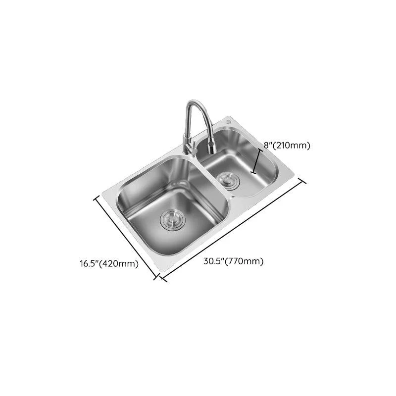 Contemporary Style Kitchen Sink Stainless Steel Kitchen Double Sink with Soundproofing -Bathlova