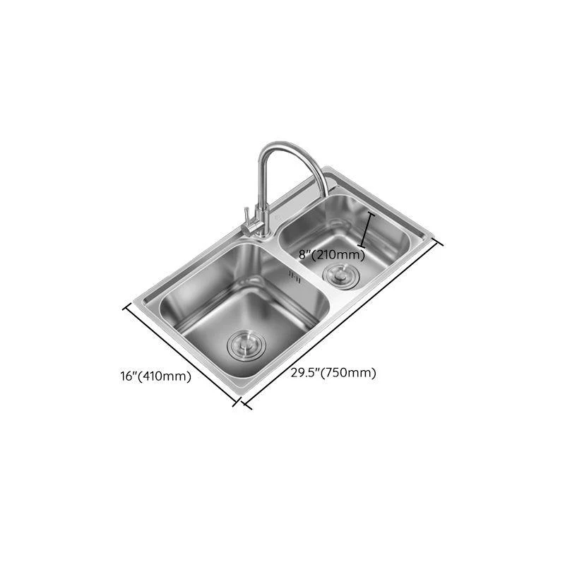 Contemporary Style Kitchen Sink Stainless Steel Kitchen Double Sink with Soundproofing -Bathlova