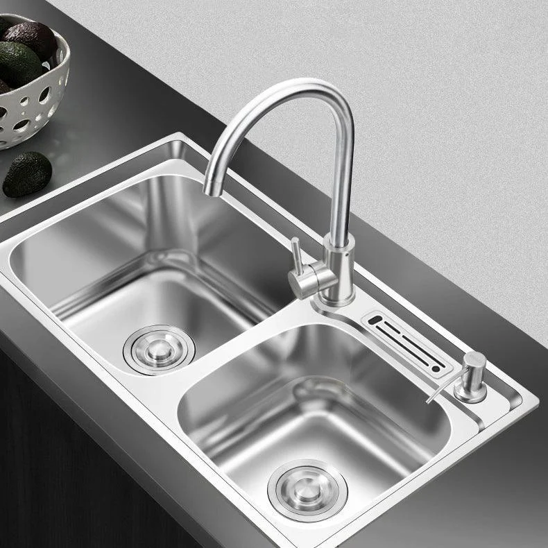 Contemporary Style Kitchen Sink Stainless Steel Kitchen Double Sink with Soundproofing -Bathlova