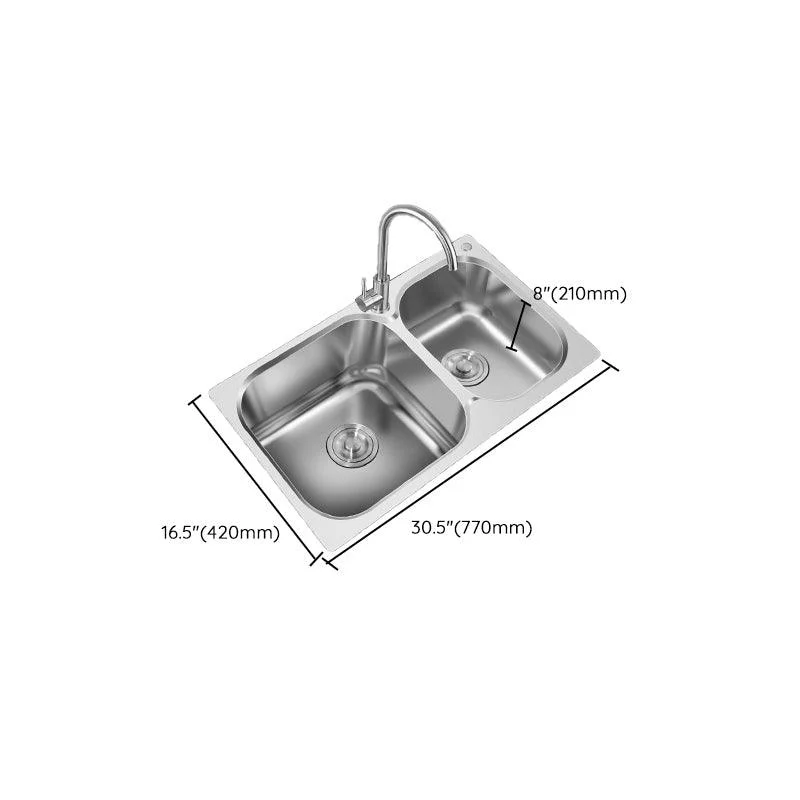 Contemporary Style Kitchen Sink Stainless Steel Kitchen Double Sink with Soundproofing -Bathlova