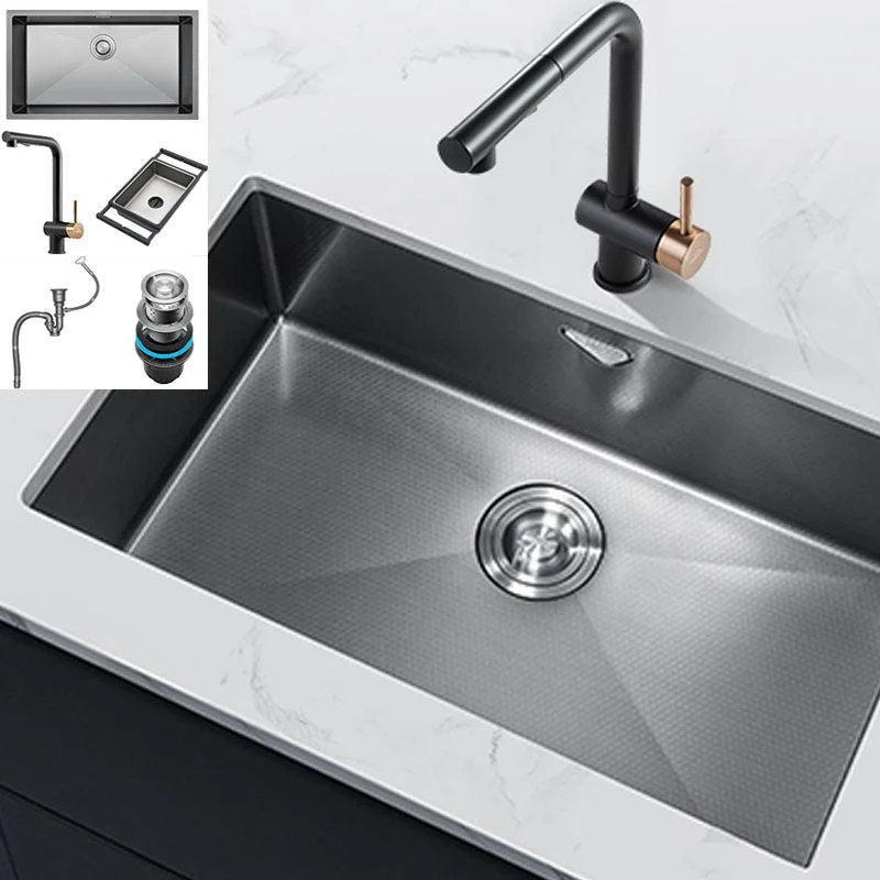 Contemporary Style Kitchen Sink Stainless Steel Kitchen Sink with Basket Strainer -Bathlova